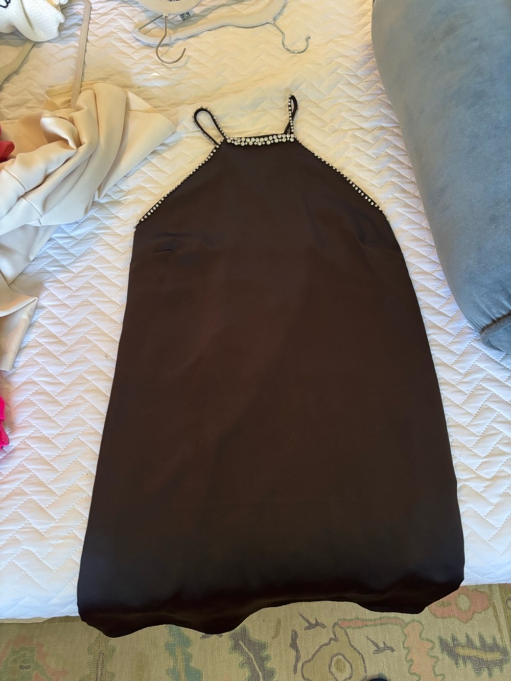 H&M Black Slip Dress with Beaded Neckline NWT